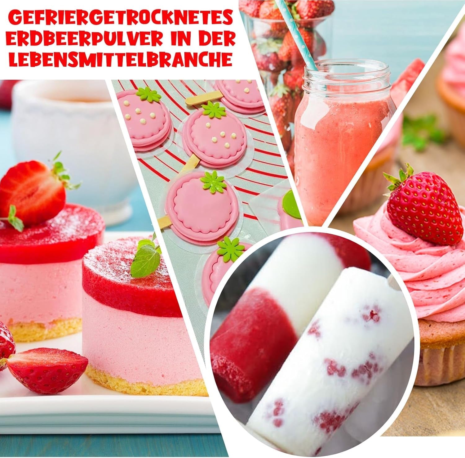Jordgubbspulver 120g - 100% naturliga jordgubbar Frystorkade, utan tillsatser Lätt att blanda Näringsrika, frystorkade jordgubbar till glass, kakor, smoothies, drycker, smakpulver Uttorkade produkter Naty Shop