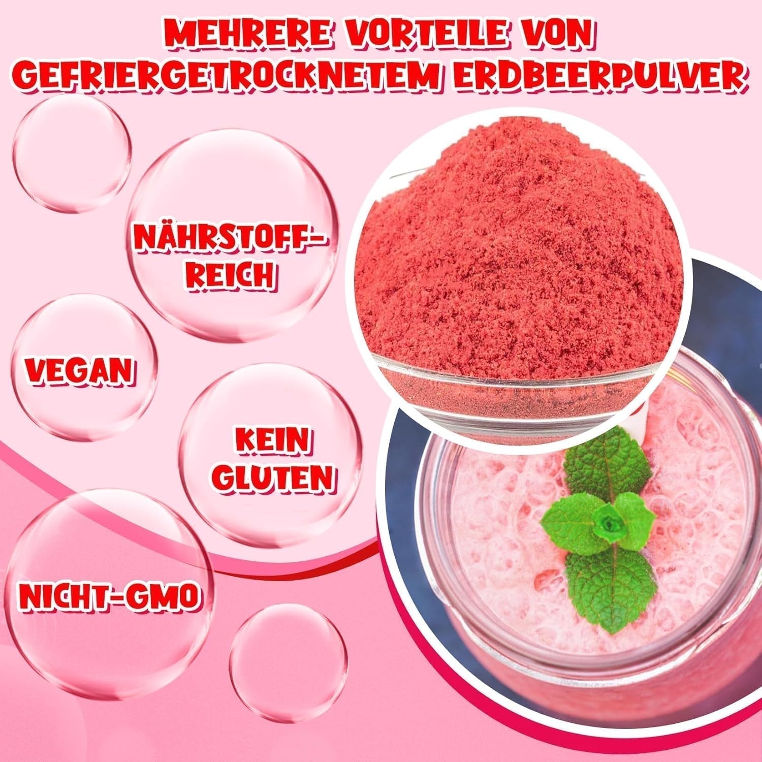 Jordgubbspulver 120g - 100% naturliga jordgubbar Frystorkade, utan tillsatser Lätt att blanda Näringsrika, frystorkade jordgubbar till glass, kakor, smoothies, drycker, smakpulver Uttorkade produkter Naty Shop