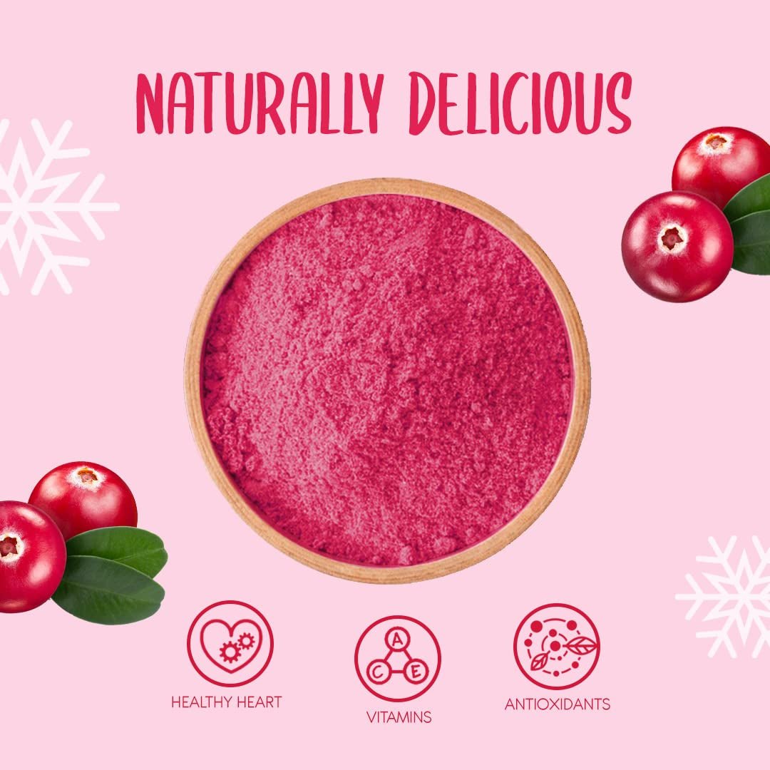 Frystorkat tranbärspulver 250g - Frystorkat fruktpulver - Frystorkat tranbärspulver för bakning, smoothies och müsli - 100% naturligt tranbärspulver utan tillsatser Torkade produkter Naty Shop