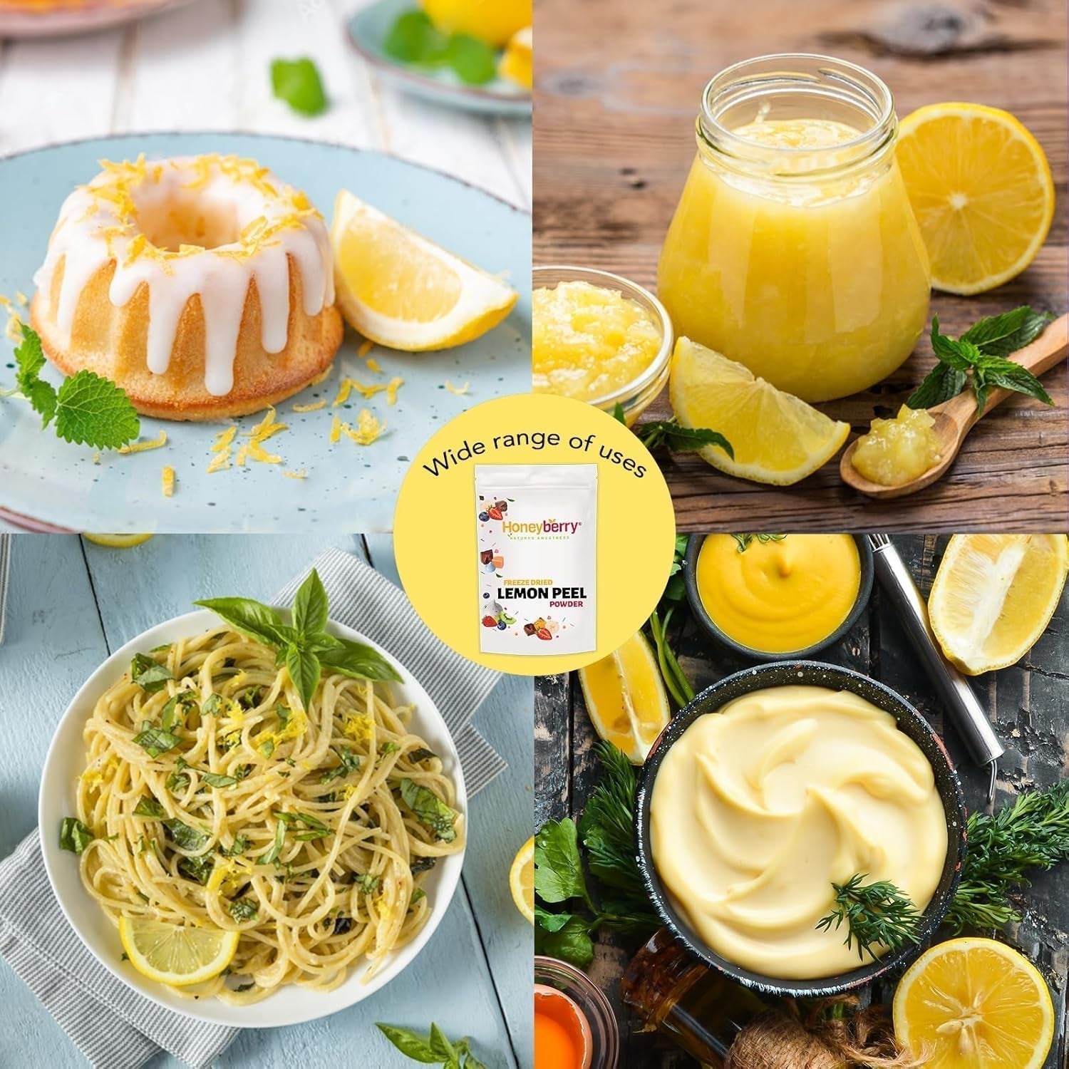 Frystorkat citronskalspulver 100g - Frystorkat fruktpulver - Frystorkat citronpulver för bakning, smoothies och te - 100% naturligt citronpulver utan tillsatser Torkade produkter Naty Shop