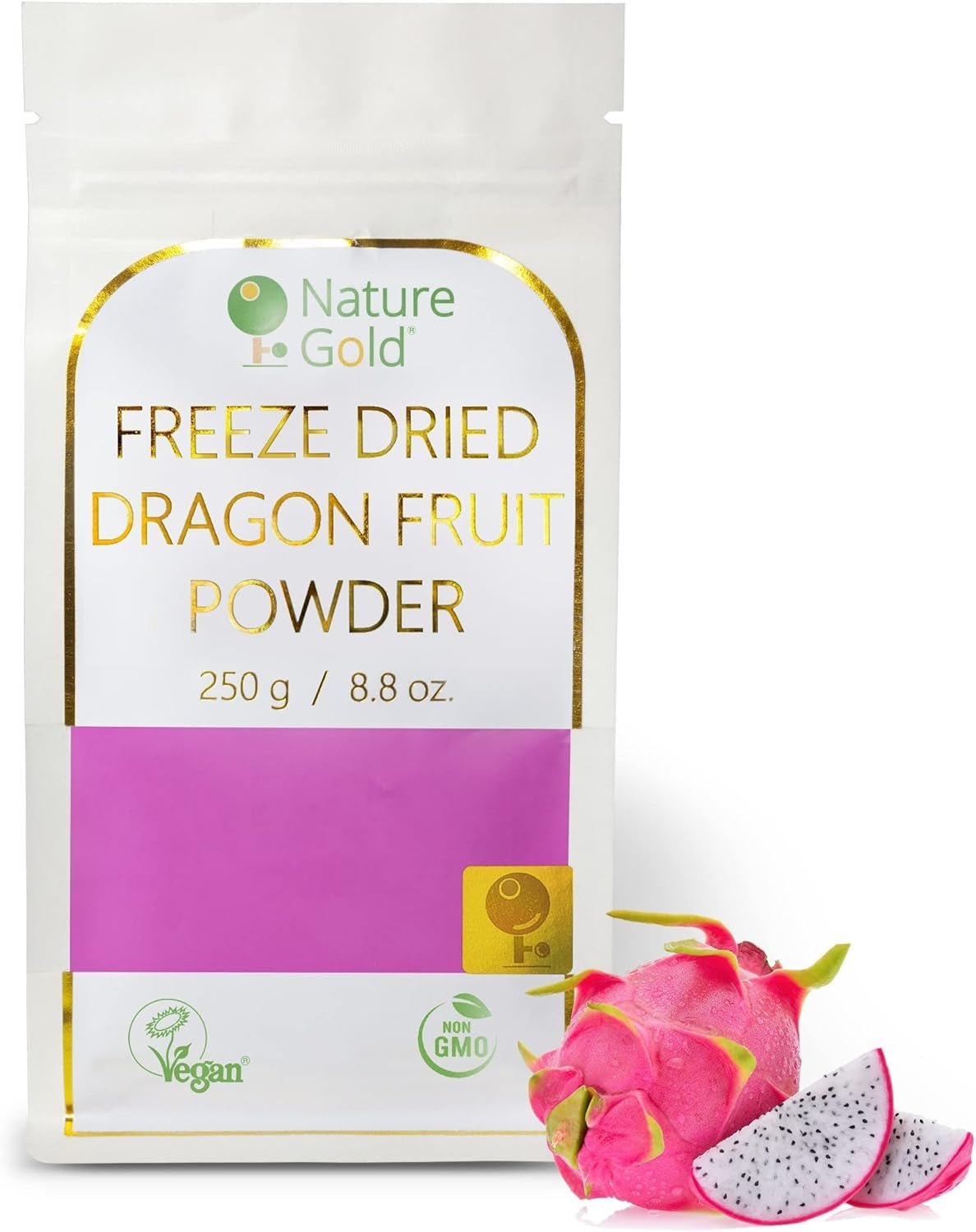 Frystorkat drakfruktpulver | 250g 100% naturligt och veganskt | icke-GMO | inget socker och inga tillsatser ~*~ Dehydrerade produkter Naty Shop Standardtitel