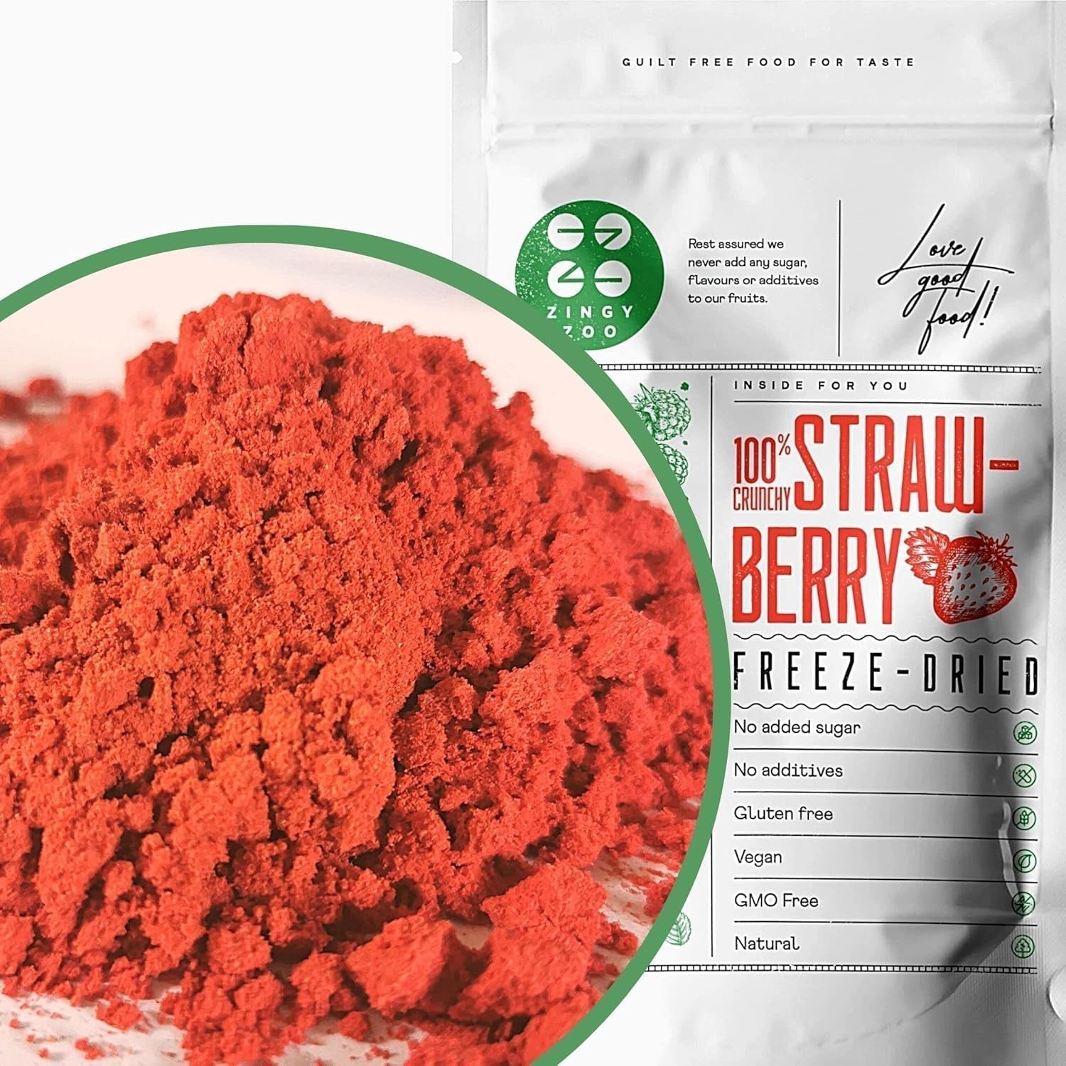 Frystorkad fruktpulver Jordgubbspulver | Frystorkat jordgubbspulver Jordgubbspulver | Strawberry Powder Smoothie Strawberry Pudding Torkad frukt (100g) Dehydrerade produkter Naty Shop 100G