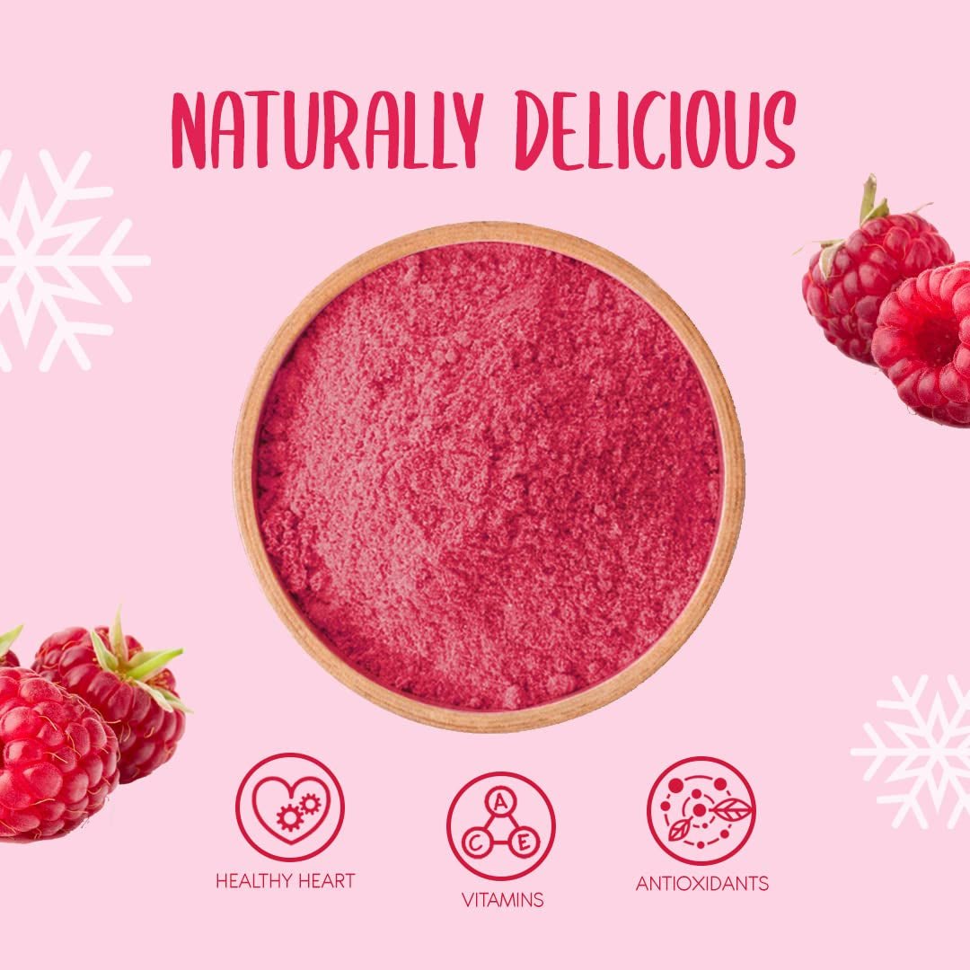 Frystorkat hallonpulver 100g - Frystorkat fruktpulver - Frystorkat hallonpulver för bakning, smoothies och müsli - 100% naturligt hallonpulver utan tillsatser Torkade produkter Naty Shop