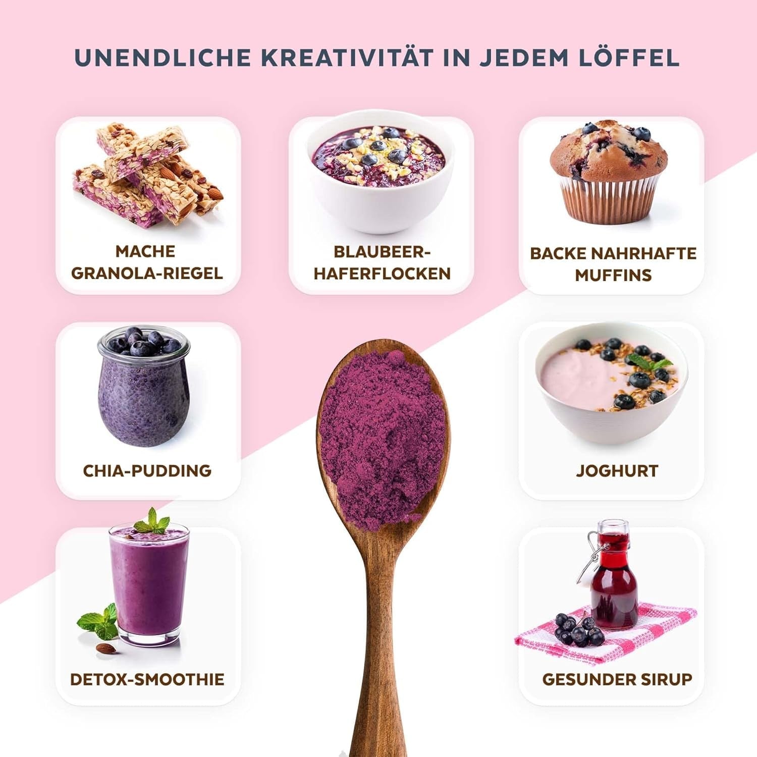 Ekologiskt vilda blåbärspulver, frystorkade hela blåbär, 100 % rå matkvalitet, rik på antioxidanter och vitamin C, utan tillsatt socker, skördad i norra Europa Torkade produkter Naty Shop