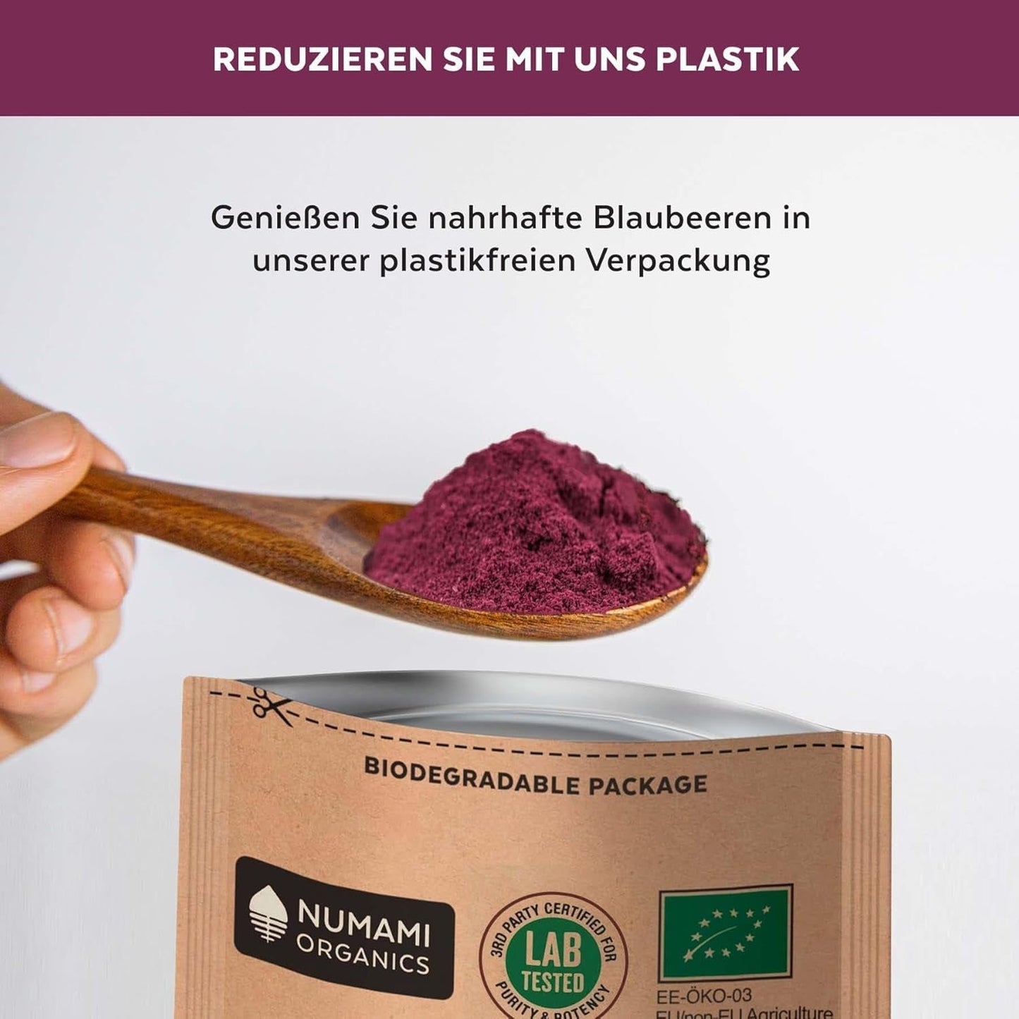 Ekologiskt vilda blåbärspulver, frystorkade hela blåbär, 100 % rå matkvalitet, rik på antioxidanter och vitamin C, utan tillsatt socker, skördad i norra Europa Torkade produkter Naty Shop