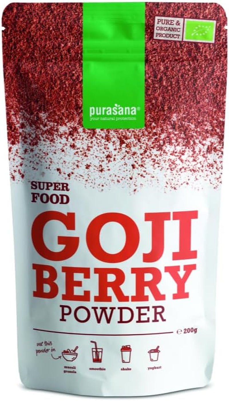 Purasana Goji bärpulver från Tibet under kontrollerad organisk odling (200 g) Dehydrerade produkter av råmatskvalitet Naty Shop Standardtitel