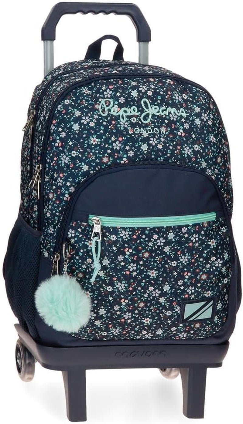 Pepe Jeans Alenka skolryggsäck med vagn, blå, 30 x 40 x 12 cm, polyester, 14,4 l, blå, skolryggsäck med vagn Premium ryggsäckar och väskor Naty Shop Ryggsäck 45 + vagn