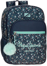 Pepe Jeans Alenka skolryggsäck med vagn, blå, 30 x 40 x 12 cm, polyester, 14,4 L, blå, skolryggsäck med vagn Premium ryggsäckar och väskor Naty Shop Anpassbarer ryggsäck
