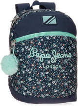 Pepe Jeans Alenka skolryggsäck med vagn, blå, 30 x 40 x 12 cm, polyester, 14,4 l, blå, skolryggsäck med vagn Premium ryggsäckar och väskor Naty Shop Lässiger ryggsäck