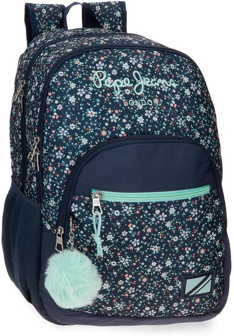 Pepe Jeans Alenka skolryggsäck med vagn, blå, 30 x 40 x 12 cm, polyester, 14,4 l, blå, skolryggsäck med vagn Premium ryggsäckar och väskor Naty Shop Ryggsäck 45