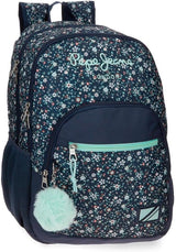 Pepe Jeans Alenka skolryggsäck med vagn, blå, 30 x 40 x 12 cm, polyester, 14,4 l, blå, skolryggsäck med vagn Premium ryggsäckar och väskor Naty Shop Ryggsäck 45