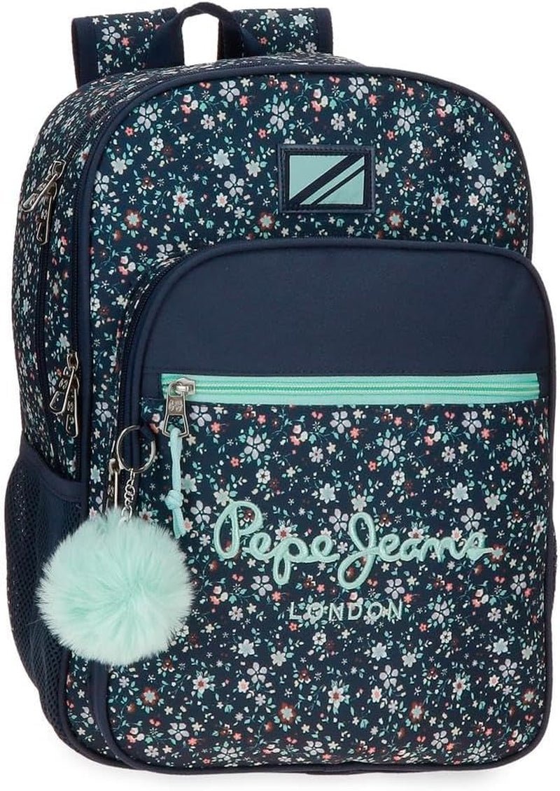 Pepe Jeans Alenka skolryggsäck med vagn, blå, 30 x 40 x 12 cm, polyester, 14,4 l, blå, skolryggsäck med vagn Premium ryggsäckar och väskor Naty Shop Schulryggsäck