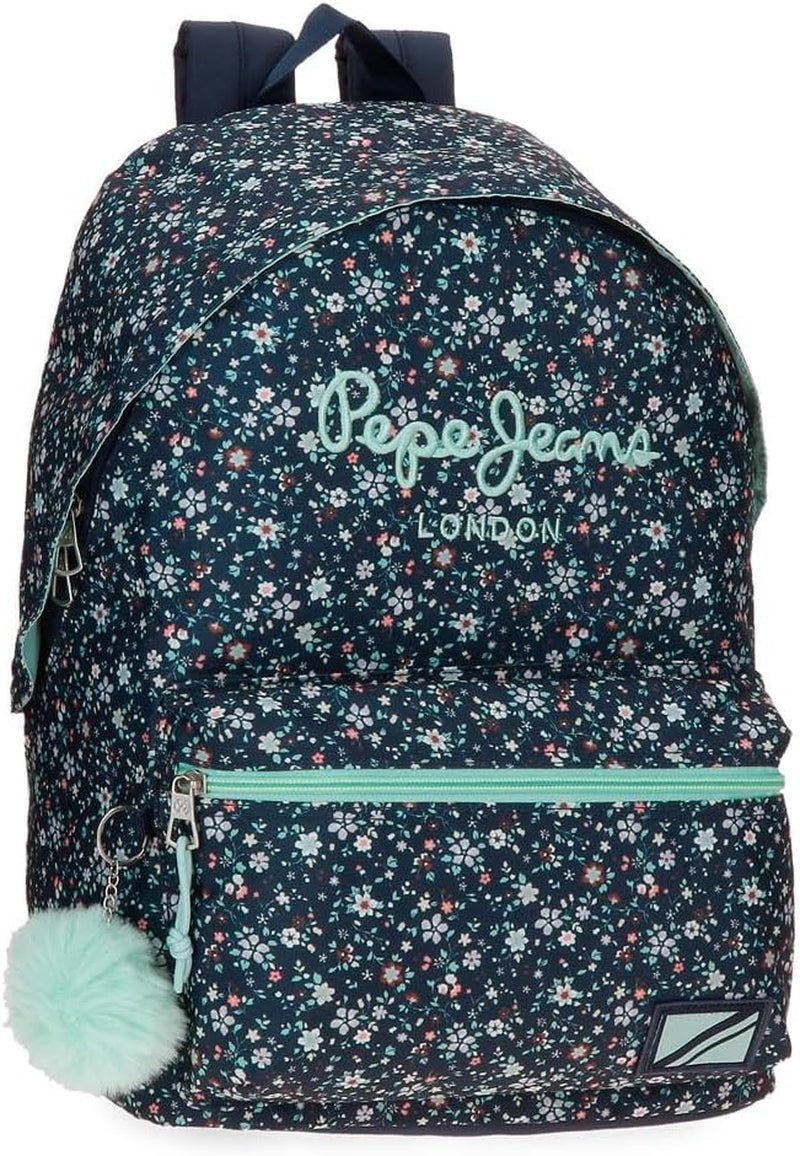 Pepe Jeans Alenka skolryggsäck med vagn, blå, 30 x 40 x 12 cm, polyester, 14,4 L, blå, skolryggsäck med vagn Premium ryggsäckar och väskor Naty Shop Alenka ryggsäck