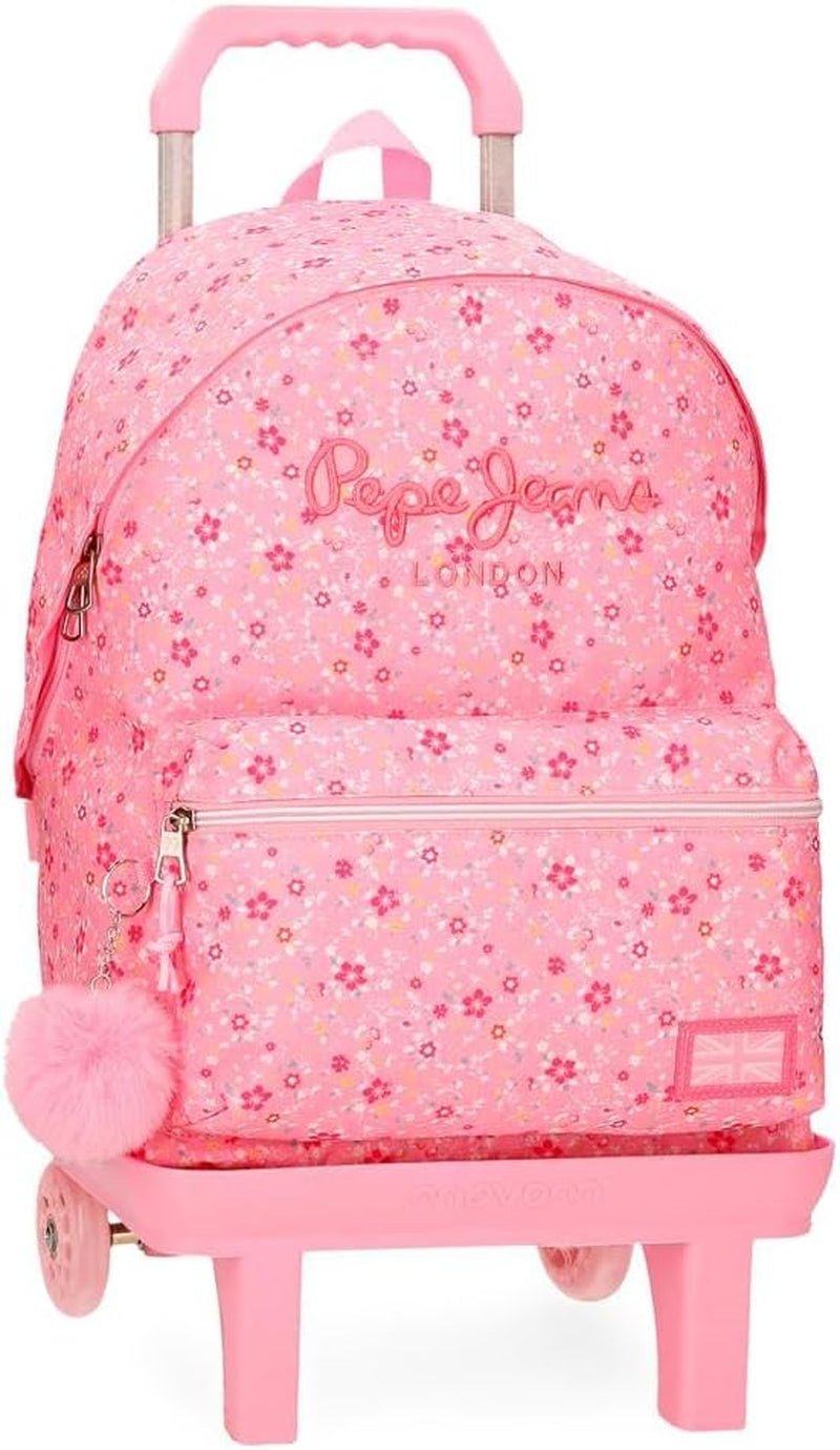 Pepe Jeans Alenka skolryggsäck med vagn, blå, 30 x 40 x 12 cm, polyester, 14,4 l, blå, skolryggsäck med vagn Premium ryggsäckar och väskor Naty Shop Ryggsäck 46 + vagn