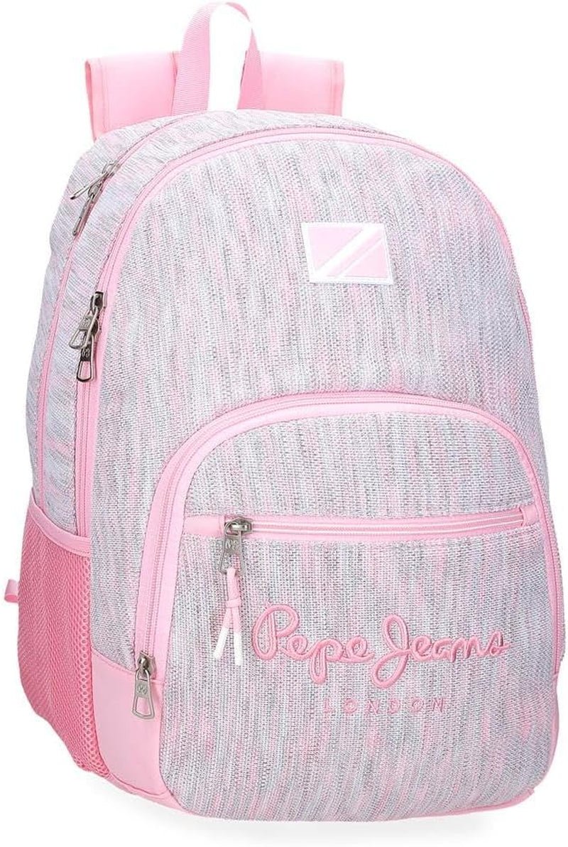 Pepe Jeans Miri skolryggsäck, rosa, 31 x 44 x 17,5 cm, polyester, 22,79 l, rosa, skolryggsäck Premium-ryggsäckar och väskor Naty Shop Doppelter-ryggsäck