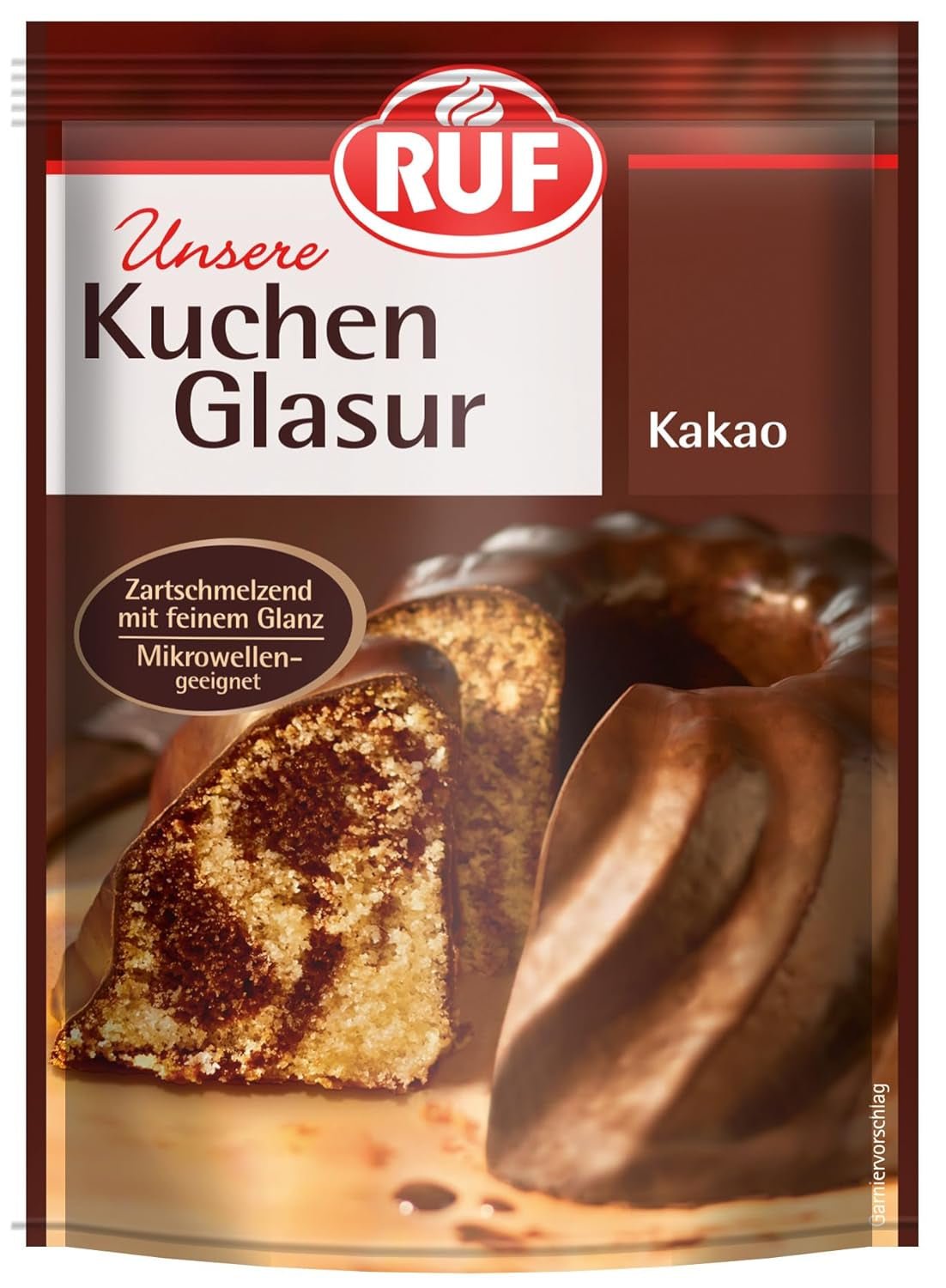 RUF Cake Glaze Bourbon Vanilj, 100g i en påse, mikrovågssäker, för glasering och dekoration av kex, muffins och kakor, glutenfri Naty Shop Cacao sockerpasta
