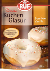 RUF Cake Glaze Bourbon Vanilj, 100g i påse, mikrovågsresistent, för glasering och dekoration av kex, muffins och kakor, glutenfri Naty Shop Vaniljsockerpasta