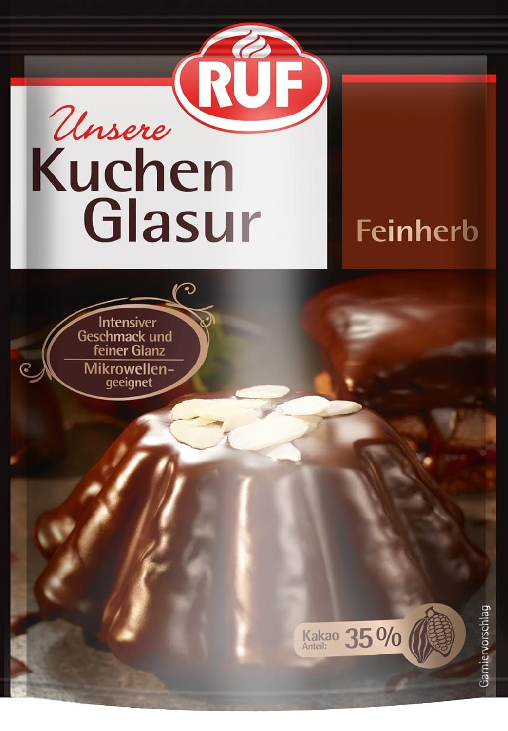 RUF Cake Glaze Bourbon Vanilj, 100g i påse, mikrovågssäker, för glasering och dekoration av kex, muffins och kakor, glutenfri Sugarpasta Naty Shop Fin tårta