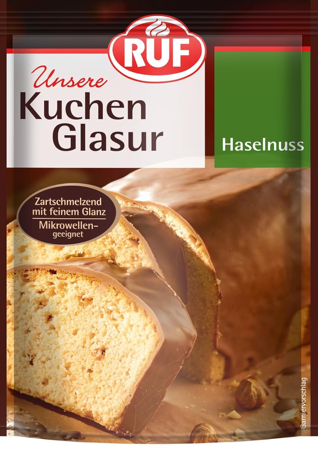 RUF Cake Glaze Bourbon Vanilj, 100g i påse, mikrovågssäker, för glasering och dekoration av kex, muffins och kakor, glutenfri Sugar Paste Naty Shop Hasselnöt