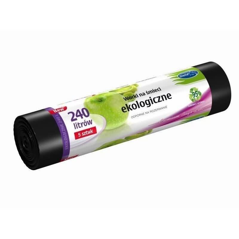 Tjocka rengöringspåsar 240 l, Stella, 5 st, Ekologisk, LDPE Black Nati Shop