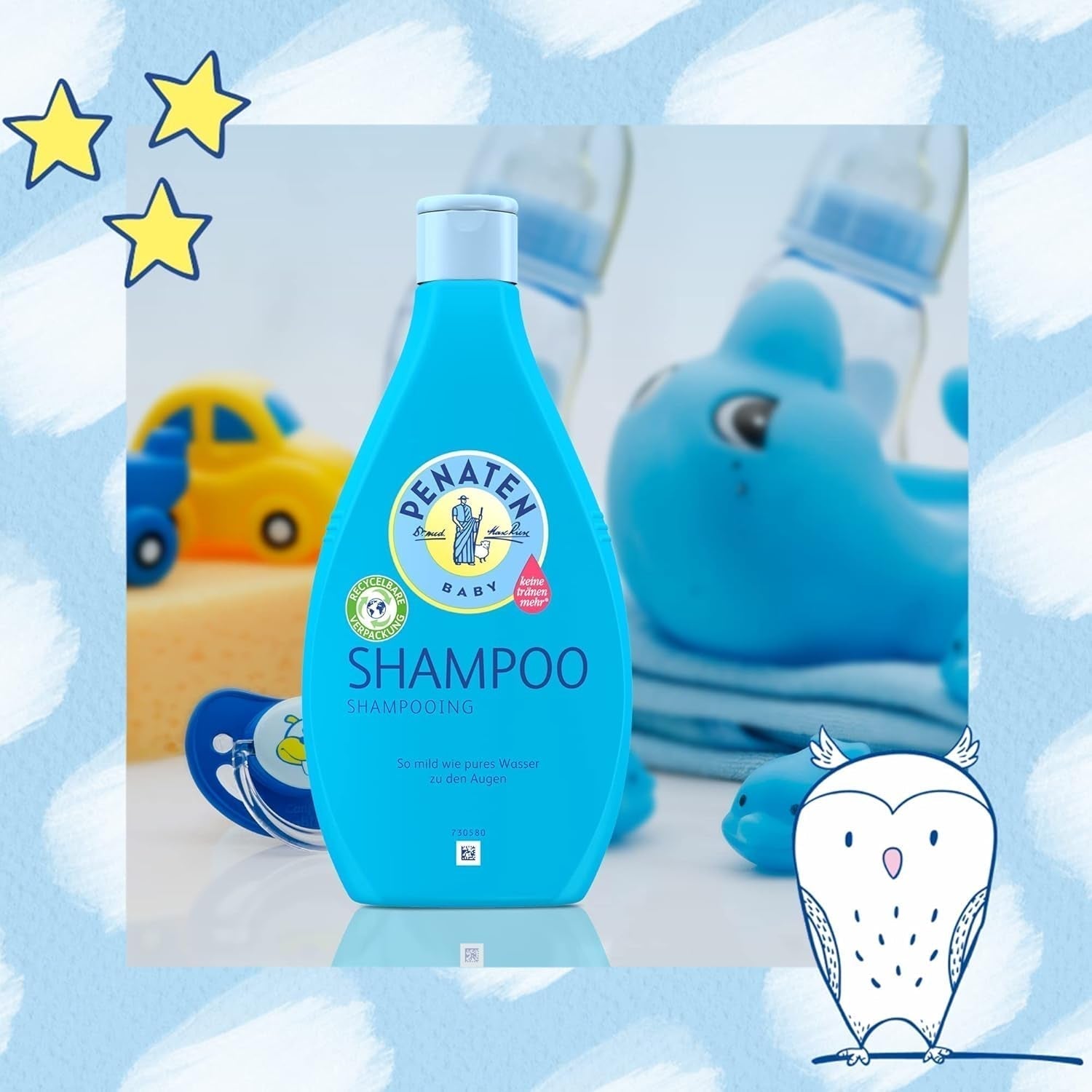 PENATEN schampo (400 ml), särskilt skonsamt schampo för spädbarn, för mjukt och lättkammat hår, skonsamt som rent ögonvatten, i återvinningsbar förpackning (2-pack) Barn - Bad och hudvård Naty Shop