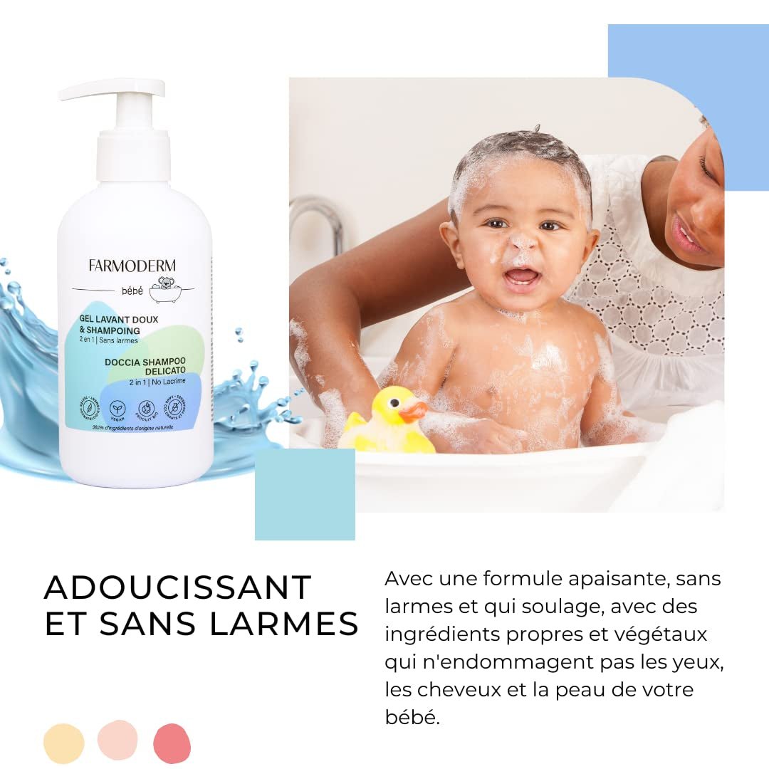 Schampo och rengöringsgel 2 i 1 Daily Gentle Baby Shampoo & Cleansing Gel - vegansk och ekologisk - med 98 % naturliga ingredienser - Schampo utan tårar för barn och bebisar - 300 ml Barn - Bad och hudvård Naty Shop