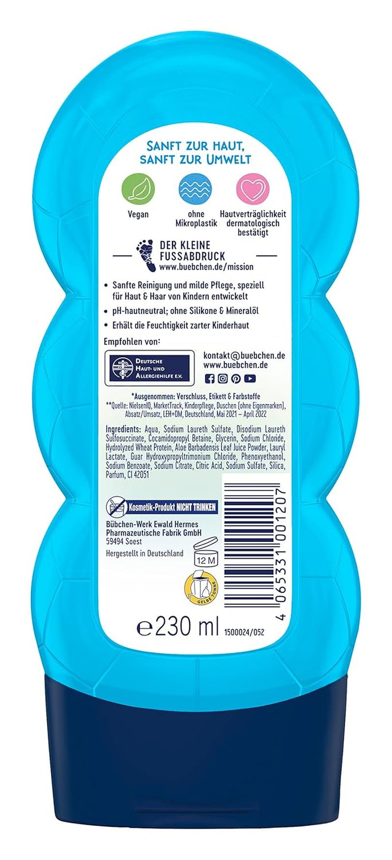 Buebchen Sportsfreund 2in1 schampo och duschtvål, 230 ml Barn - Bad och hudvård Naty Shop