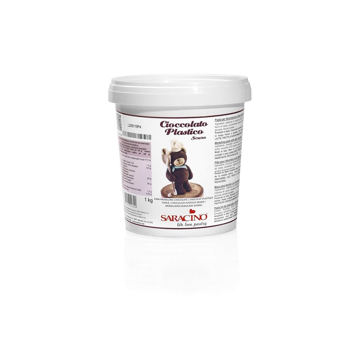 Saracino Vit modellering choklad För dekoration och modellering 1 Kg Made In Italy Sockerpasta Naty Shop Brown