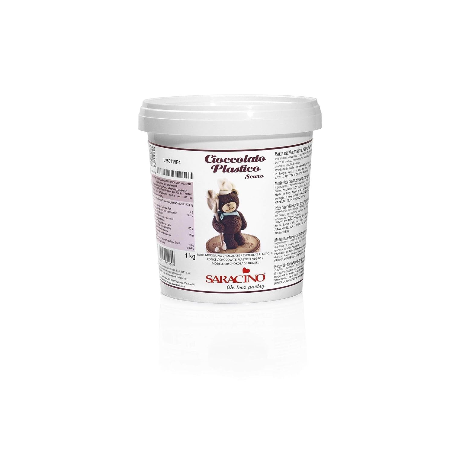 Saracino Vit modellering choklad För dekoration och modellering 1 Kg Made In Italy Sockerpasta Naty Shop Brown