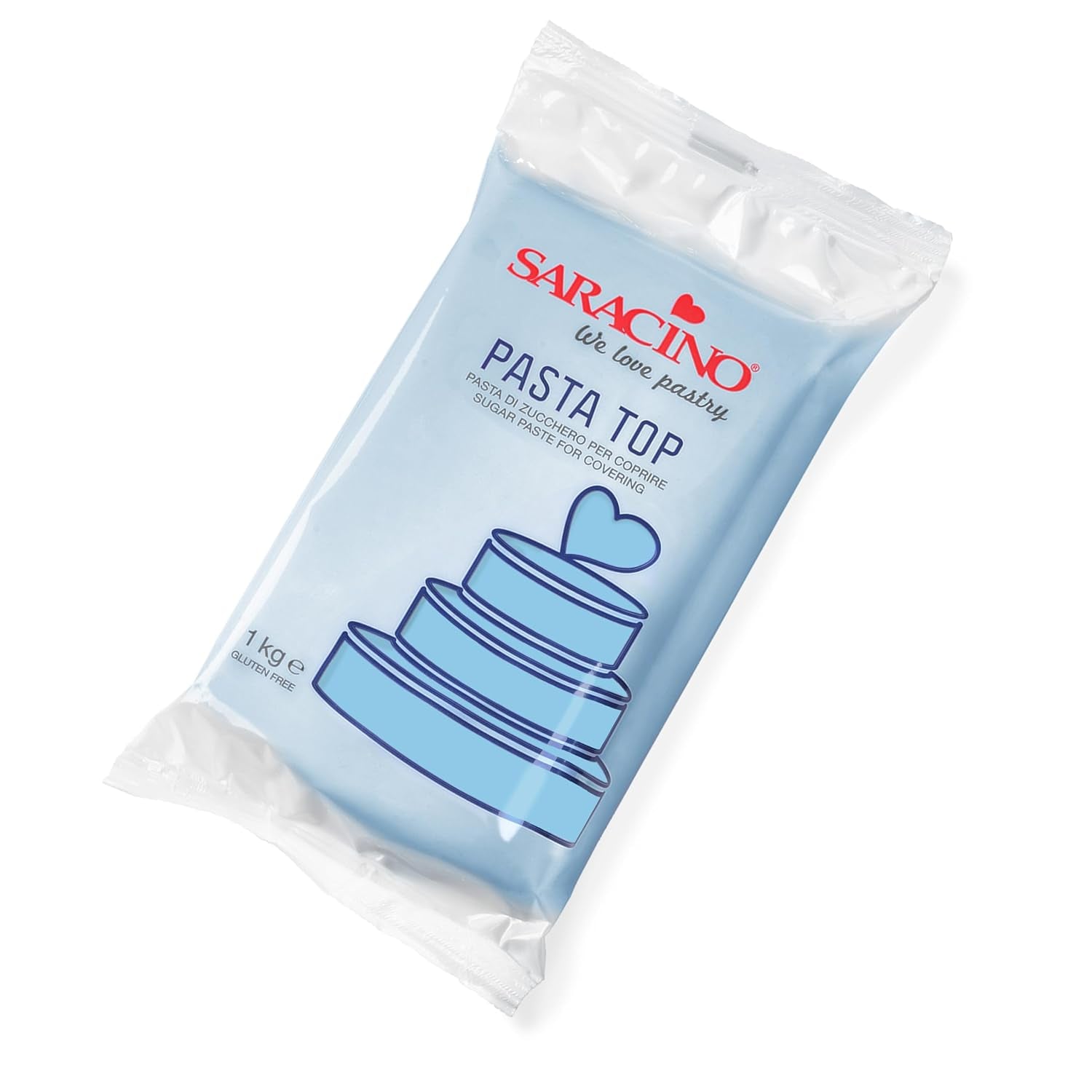 Saracino Fondant Top, Sugarpaste För att täcka 1 kg, Made In Italy Sugarpaste Naty Shop Celeste Baby