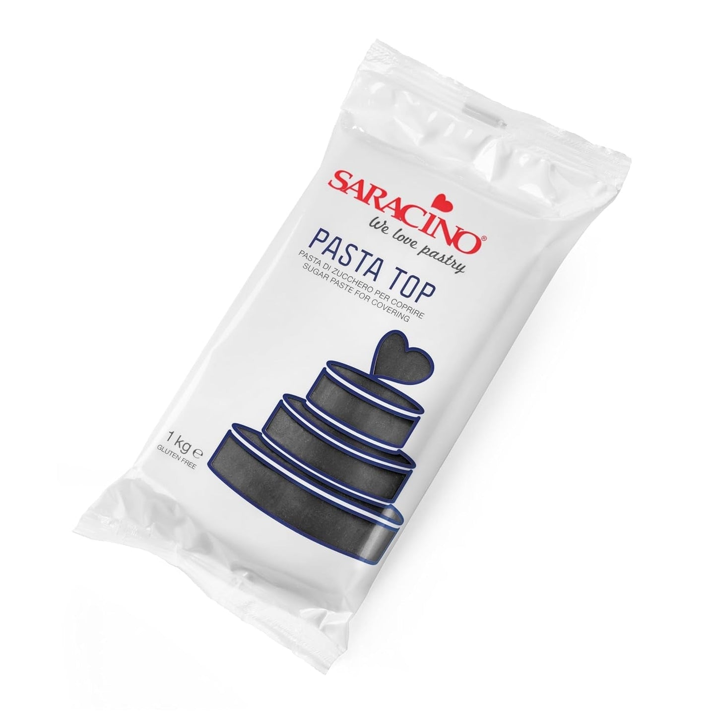 Saracino Fondant Top, Sugarpaste För att täcka 1 kg, Made In Italy Sugarpaste Naty Shop Black