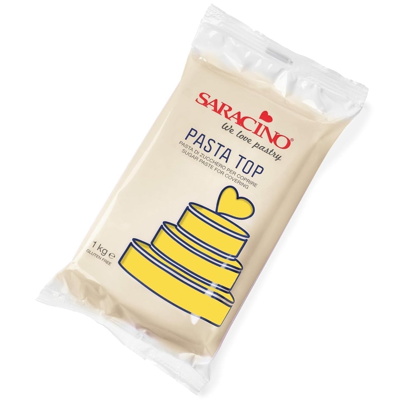 Saracino Fondant Top, Sugarpaste För att täcka 1 kg, Made In Italy Sugarpaste Naty Shop Yellow