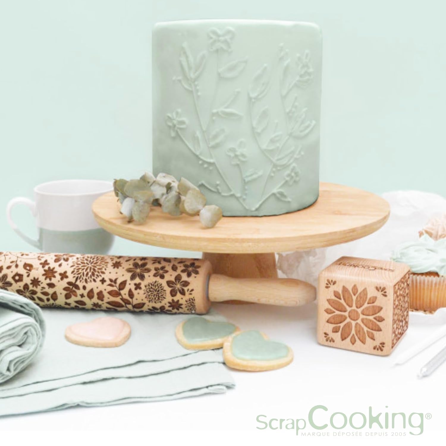ScrapCooking - Pâte Ã Sucre Vert Sauge 250g - Colorant d'Origine Naturelle - Sans Gluten, Sans Huile de Palme - Pour Gâteaux, Pâtisseries Anniversaire - Vert Pastel - Fabrikie en France - 7621 Sockerpasta Naty Shop