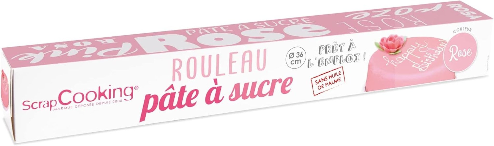 ScrapCooking - Rosa fondantrulle â'¬ 36 cm - Rullad svart fondant 430 g - Cake topper fondant topper dekoration för tårtor, bakning, födelsedagar, fester - Rosa - 7264 Sockerpasta Naty Shop Pink