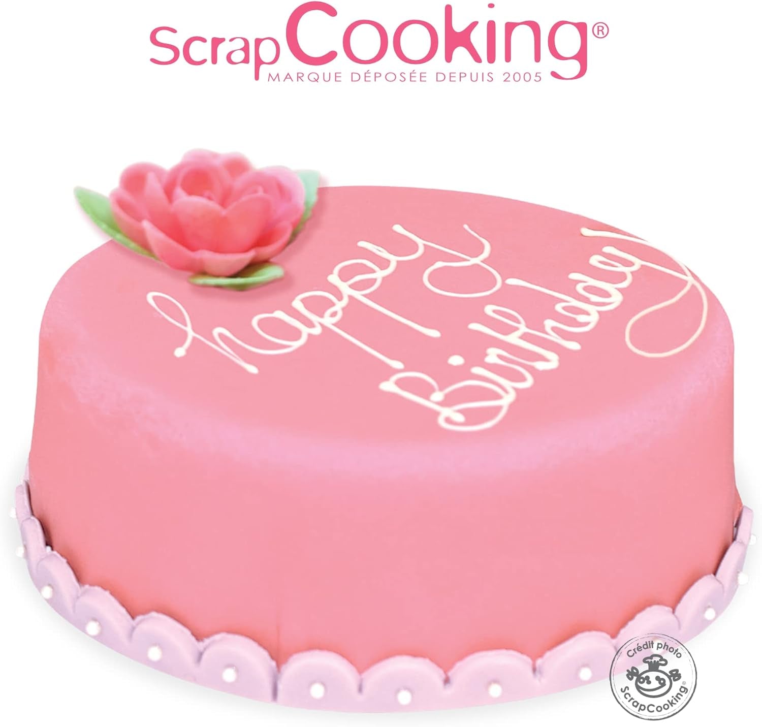 ScrapCooking - Rosa fondantrulle â'¬ 36 cm - Rullad svart fondant 430 g - Cake topper fondant topper dekoration för tårtor, bakning, födelsedagar, fester - Rosa - 7264 Sockerpasta Naty Shop