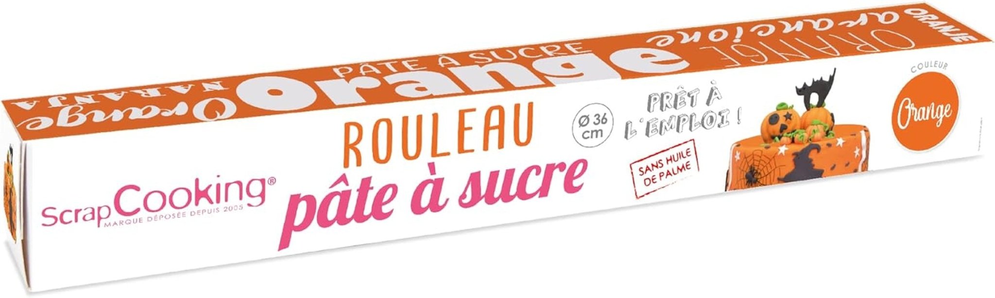 ScrapCooking - Rosa fondantrulle â'¬ 36 cm - Rullad svart fondant 430 g - Cake topper fondant topper dekoration för tårtor, bakning, födelsedagar, fester - Rosa - 7264 Naty Shop Orange sockerpasta