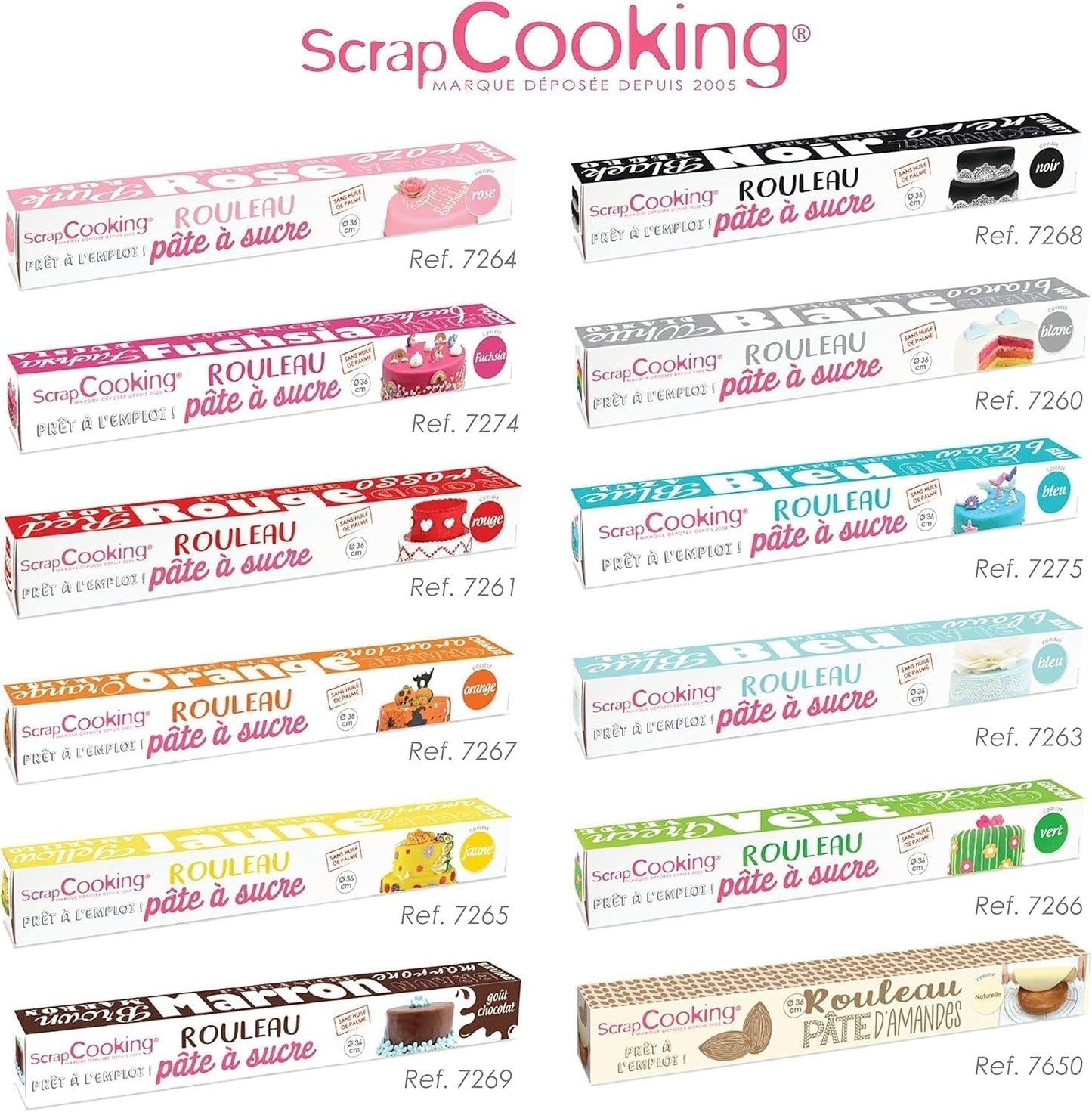ScrapCooking - Rosa fondantrulle â'¬ 36 cm - Rullad svart fondant 430 g - Cake topper fondant topper dekoration för tårtor, bakning, födelsedagar, fester - Rosa - 7264 Sockerpasta Naty Shop