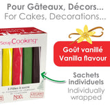 ScrapCooking - Set om 5 Fondant - vit, gul, röd, grön och brun - 5 x 80g - sugarpaste för tårtor Tårtdekorationer Födelsedag jul - glutenfri och palmoljefri - 7257 Naty Shop Sugarpaste