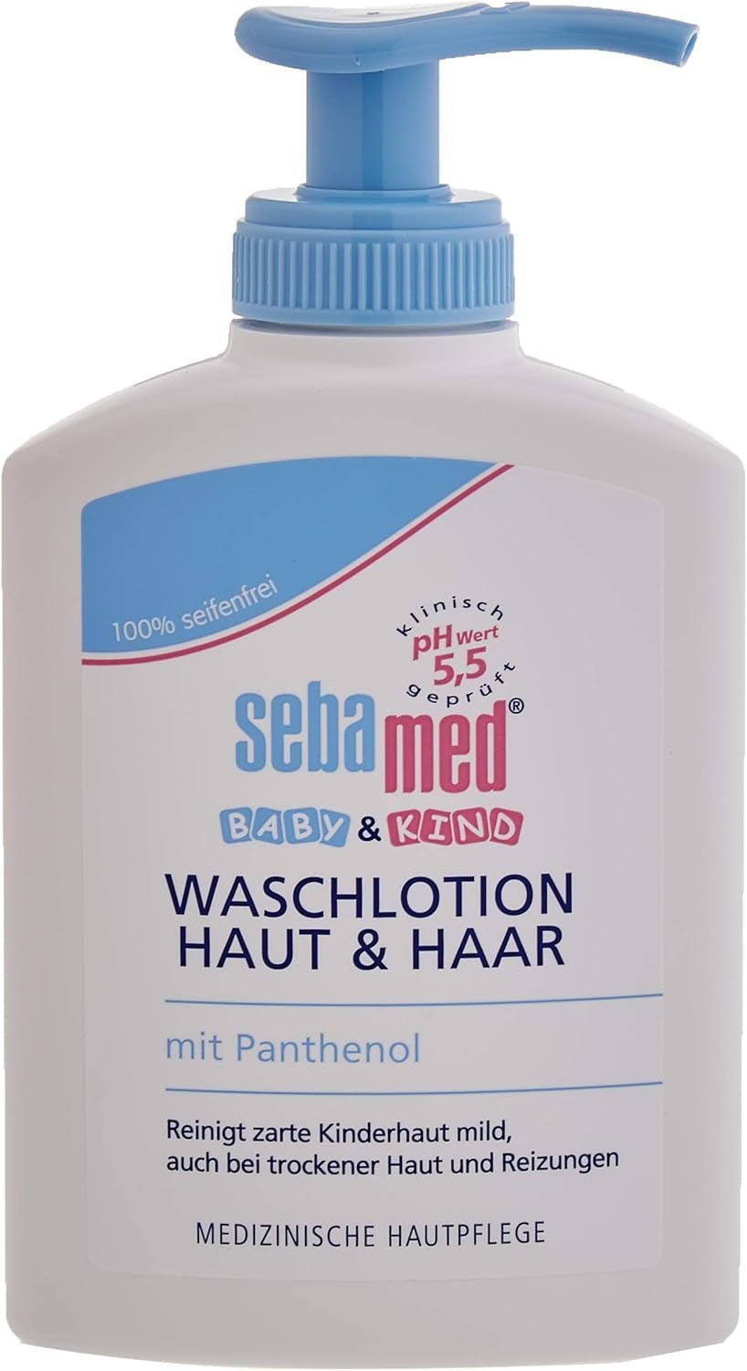 Sebamed Baby and Child Care Lotion med Panthenol, 2-pack, 2 x 200 ml, vårdar skonsamt barns känsliga hud, även för torr hud och irritationer Barn - Bath and Skincare Naty Shop 3-pack, 3 X 200 ml