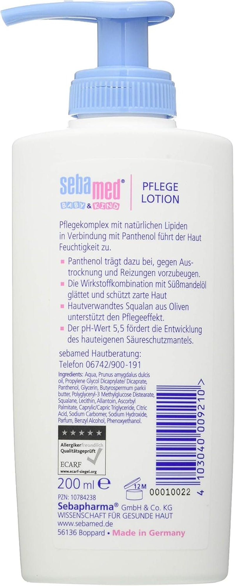Sebamed Baby and Child Care Lotion med Panthenol, 2-pack, 2 x 200 ml, vårdar skonsamt barns känsliga hud, även för torr hud och irritationer Barn - Bad och hudvård Naty Shop