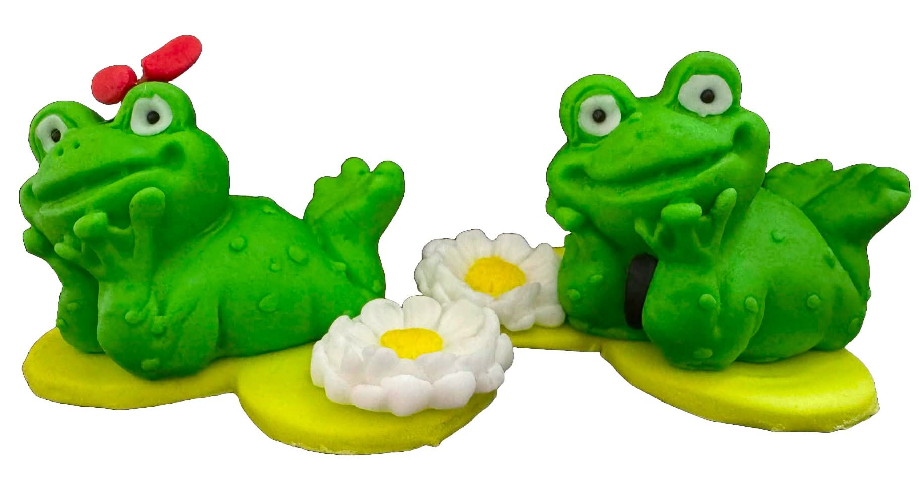 Set med 2 ätliga sockerdekorationer, Frogs Sugar Paste Decorations Nati Shop