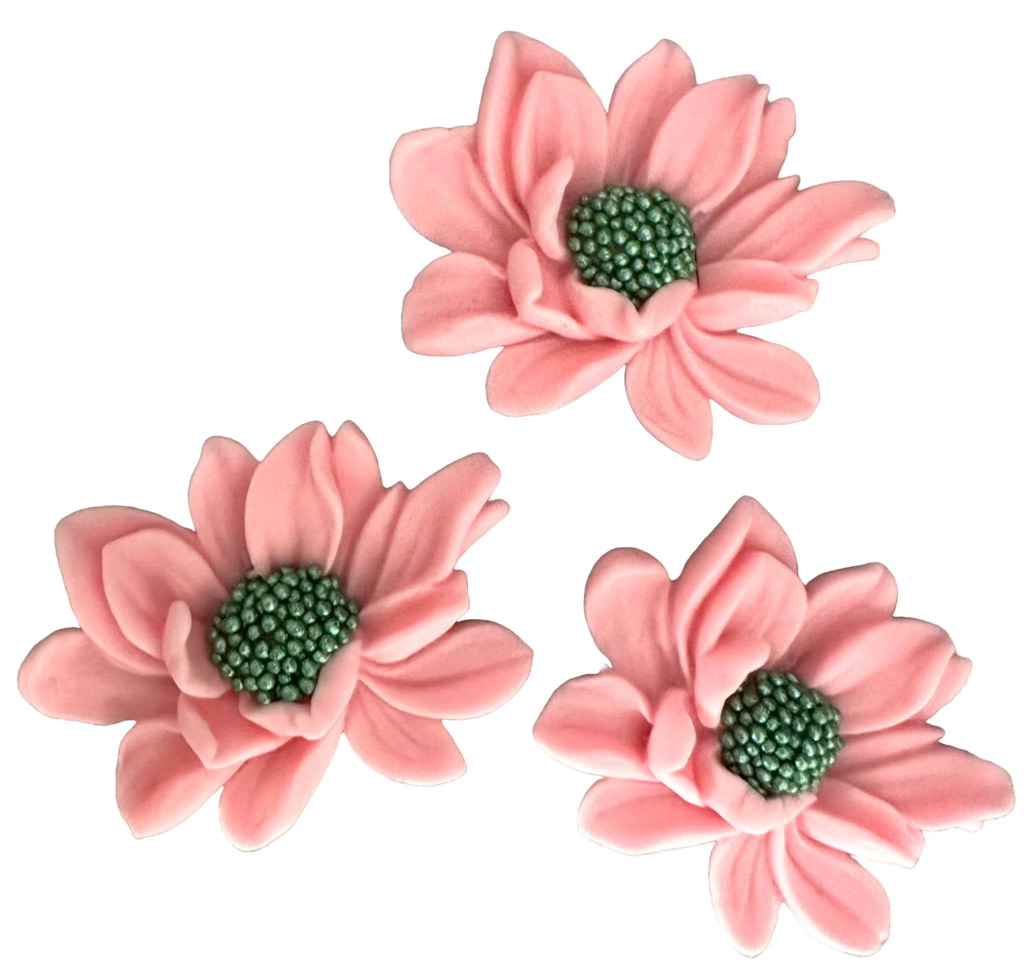 Set med 3 ätliga sockerdekorationer, Rosa blommor Dekorationer från Sugar Paste Nati Shop