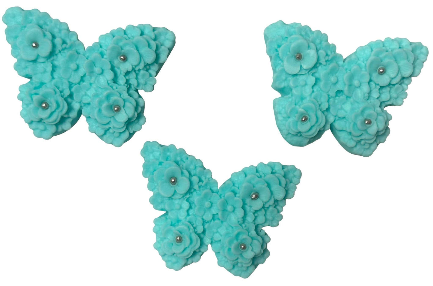 Set med 3 ätliga sockerdekorationer, Blue Butterflies Sugar Paste Decorations Nati Shop