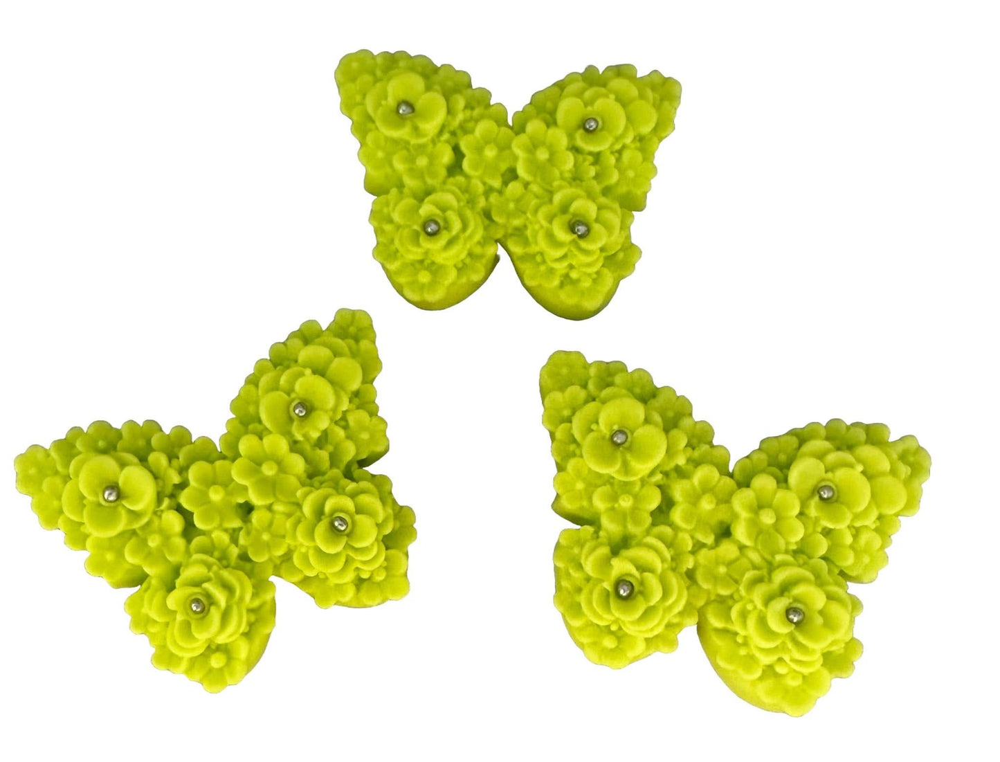 Set med 3 ätliga sockerdekorationer, Gröna fjärilar Sugar Paste Decorations Nati Shop