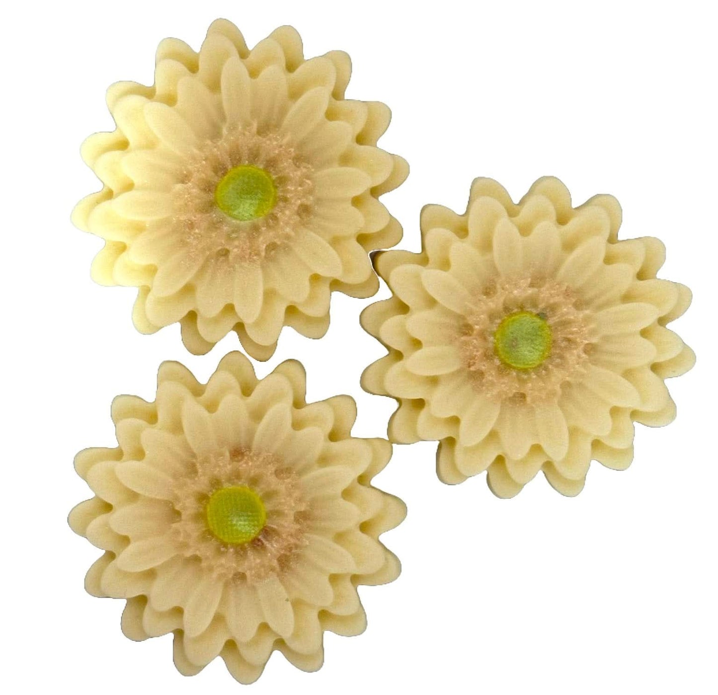 Set med 3 ätliga sockerdekorationer, Cream Gerbera Sugar Paste Decorations Nati Shop