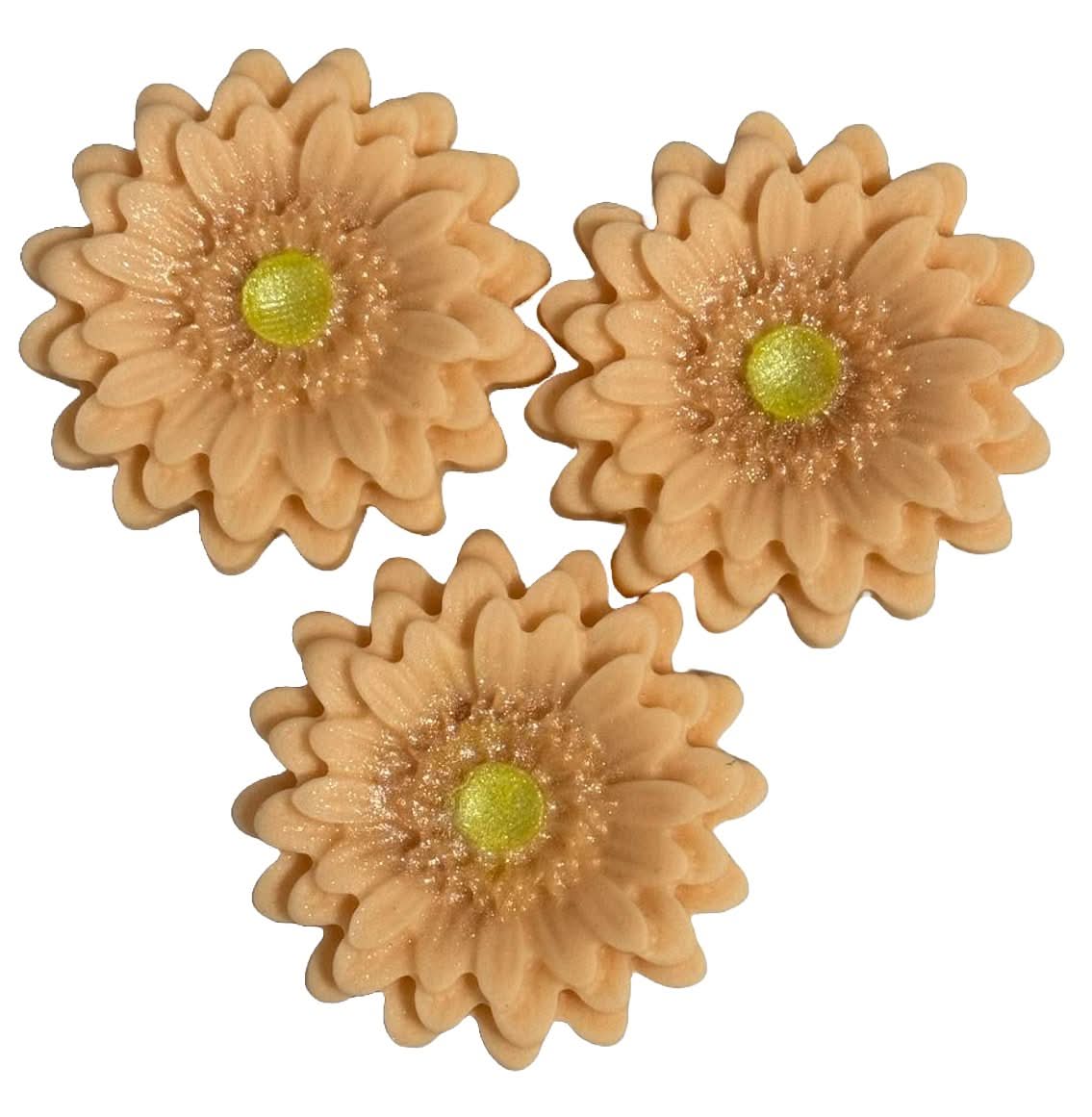 Set med 3 ätliga sockerdekorationer, Gerbera laxdekorationer från Sugar Paste Nati Shop