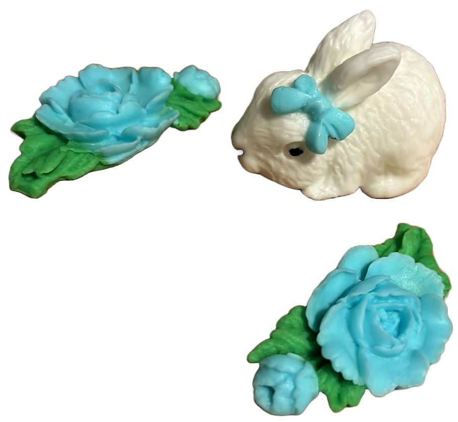 Set med 3 ätliga sockerdekorationer, Bunny Sugar Paste Decorations Nati Shop