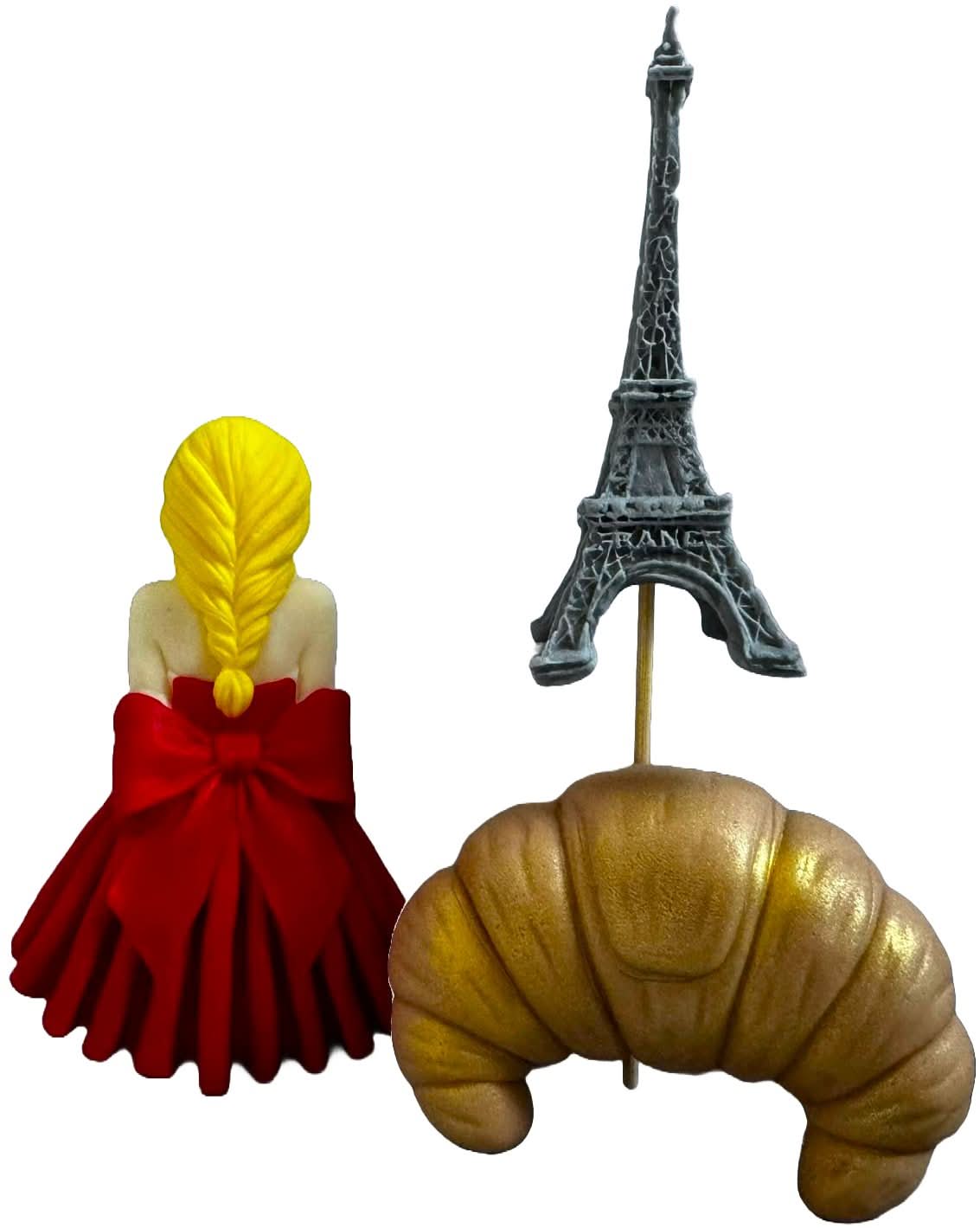 Set med 3 ätliga sockerdekorationer, Lady in Paris Sugar Paste Decorations Nati Shop