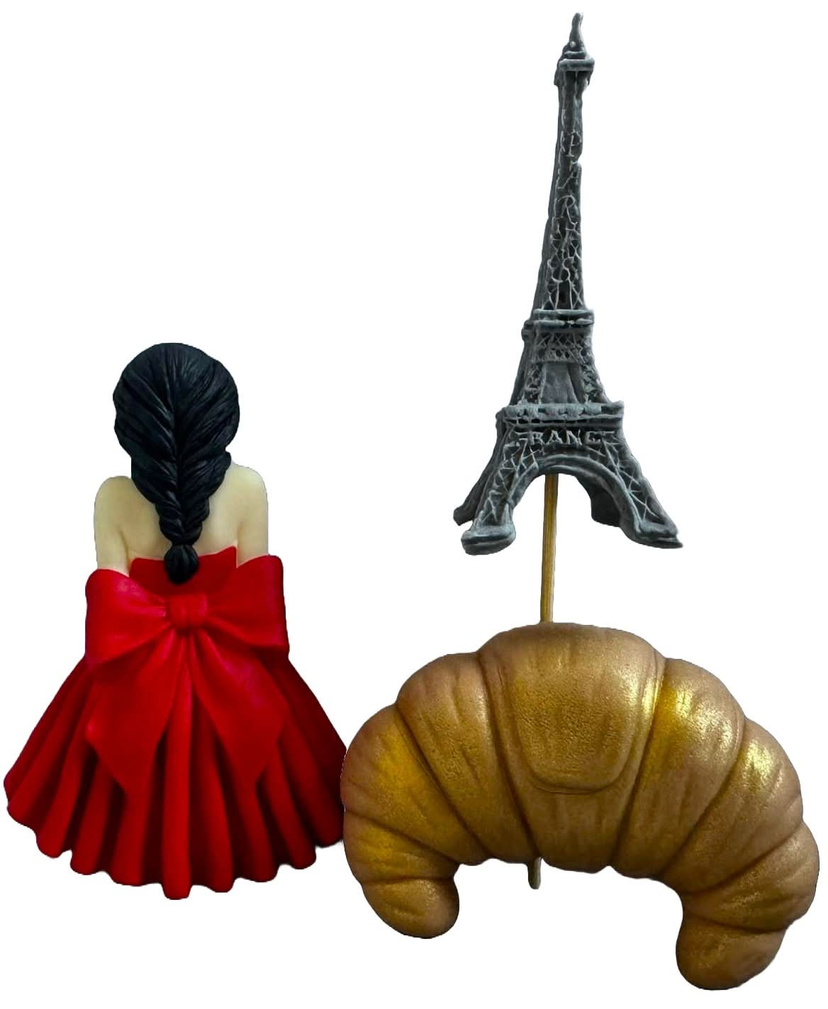 Set med 3 ätliga sockerdekorationer, Lady in Paris Sugar Paste Decorations Nati Shop