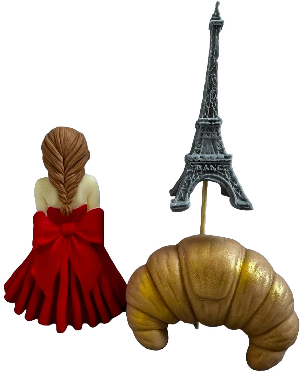 Set med 3 ätliga sockerdekorationer, Lady in Paris Sugar Paste Decorations Nati Shop